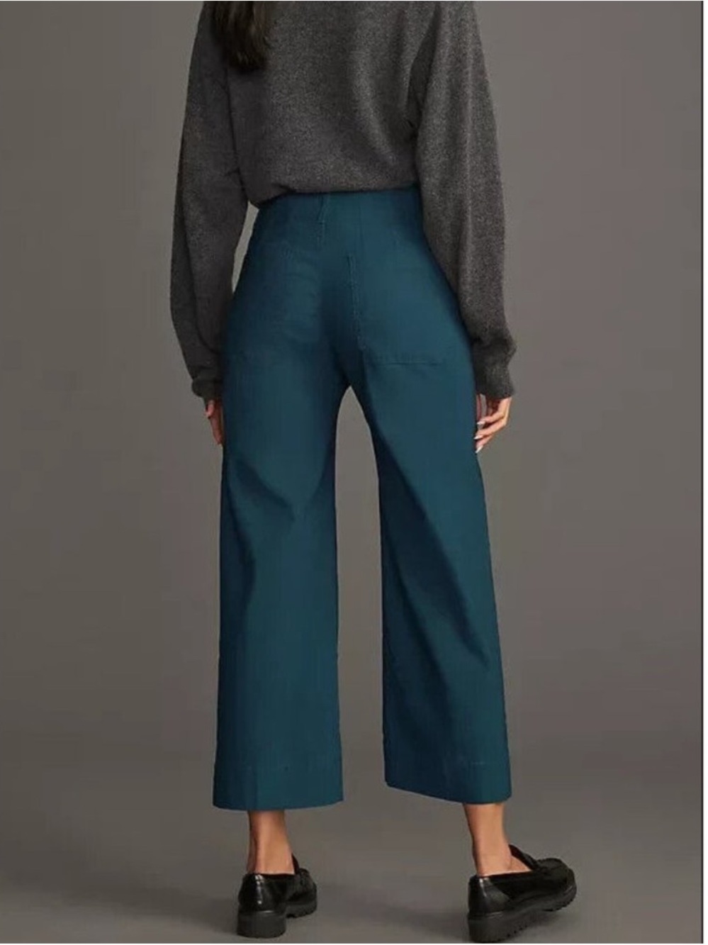 Anthropologie Maeve Colette Wide Leg Pants Trousers Dark Turquoise Cotton Linen - Picture 2 of 14